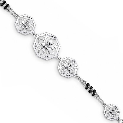 Silver Octagon Quatrefoil Ladies Bracelet | 925 Sterling Silver