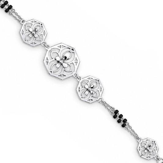 Silver Octagon Quatrefoil Ladies Bracelet | 925 Sterling Silver