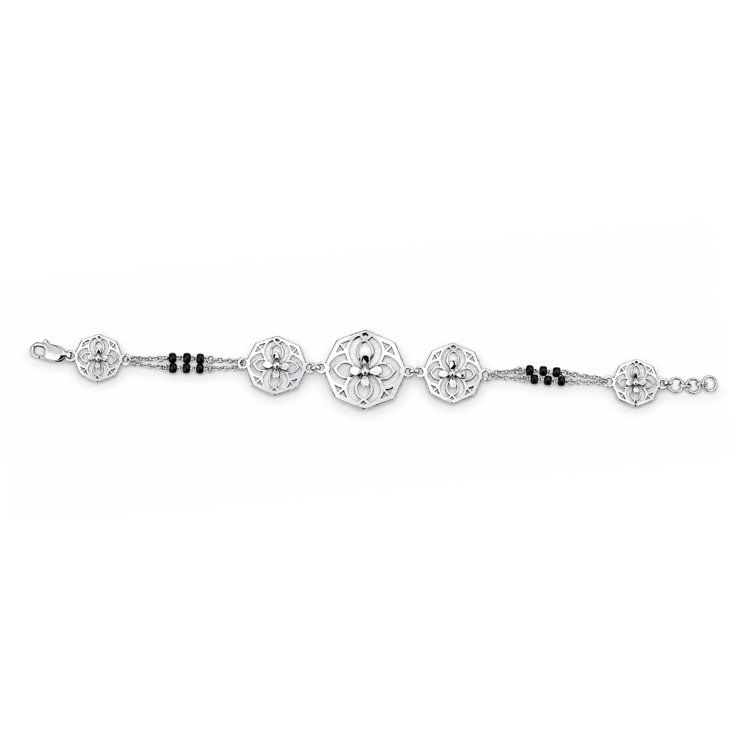 Silver Octagon Quatrefoil Ladies Bracelet | 925 Sterling Silver