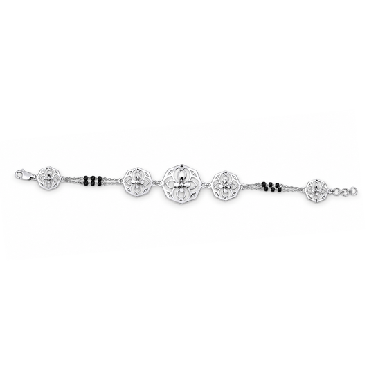 Silver Octagon Quatrefoil Ladies Bracelet | 925 Sterling Silver