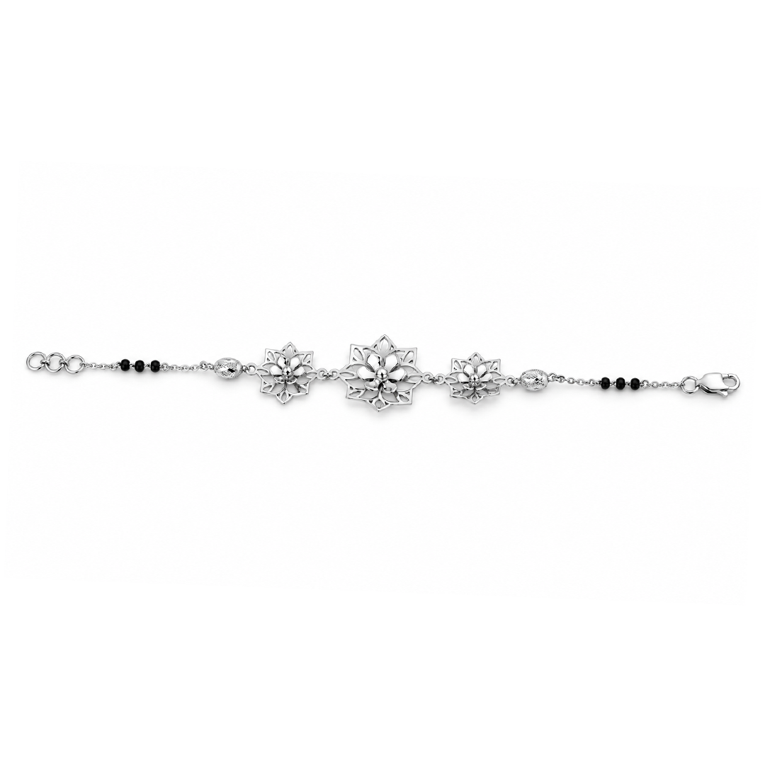 Silver Water Lily Slim Chain Ladies Bracelet | 925 Sterling Silver