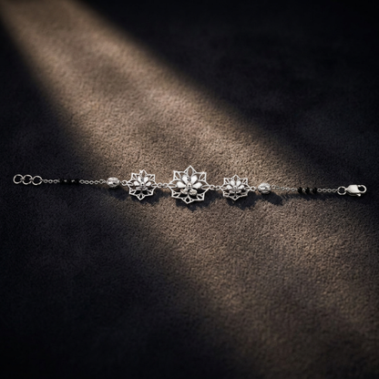 Silver Water Lily Slim Chain Ladies Bracelet | 925 Sterling Silver