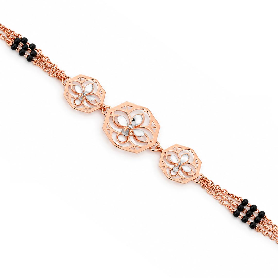 Rose Gold Octagon Petal Ladies Bracelet | 925 Sterling Silver