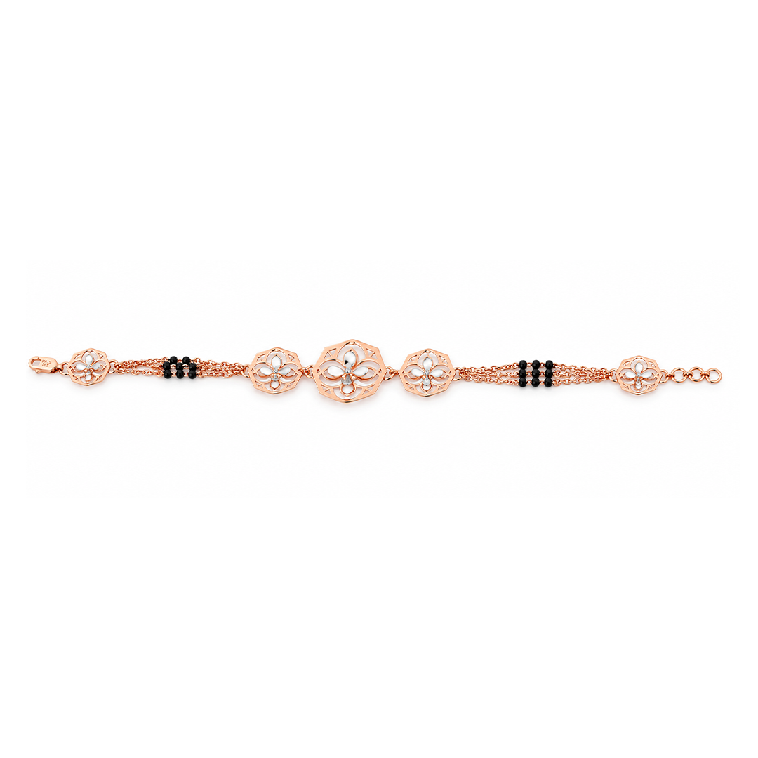 Rose Gold Octagon Petal Ladies Bracelet | 925 Sterling Silver