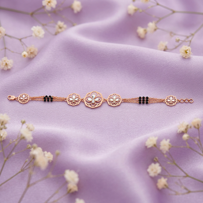 Rose Gold Octagon Petal Ladies Bracelet | 925 Sterling Silver