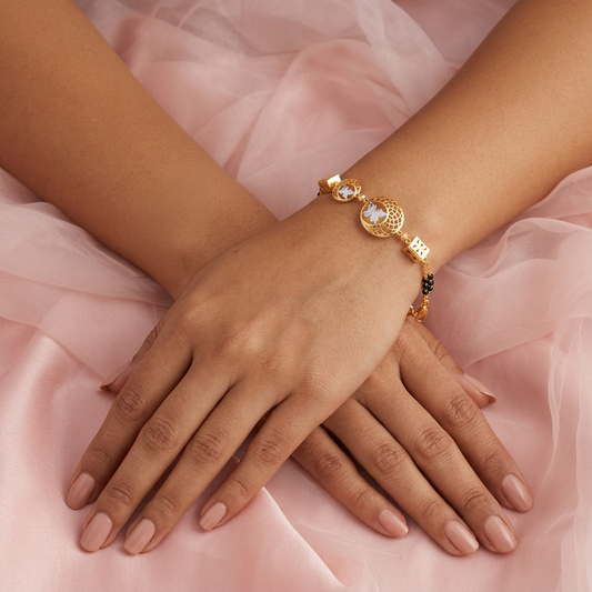 Golden Butterfly Lattice Cube Ladies Bracelet | 925 Sterling Silver