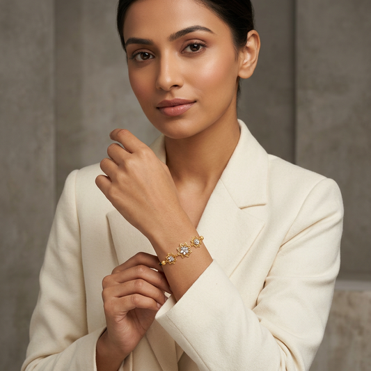 Golden Starframe Lily Slim Chain Ladies Bracelet | 925 Sterling Silver