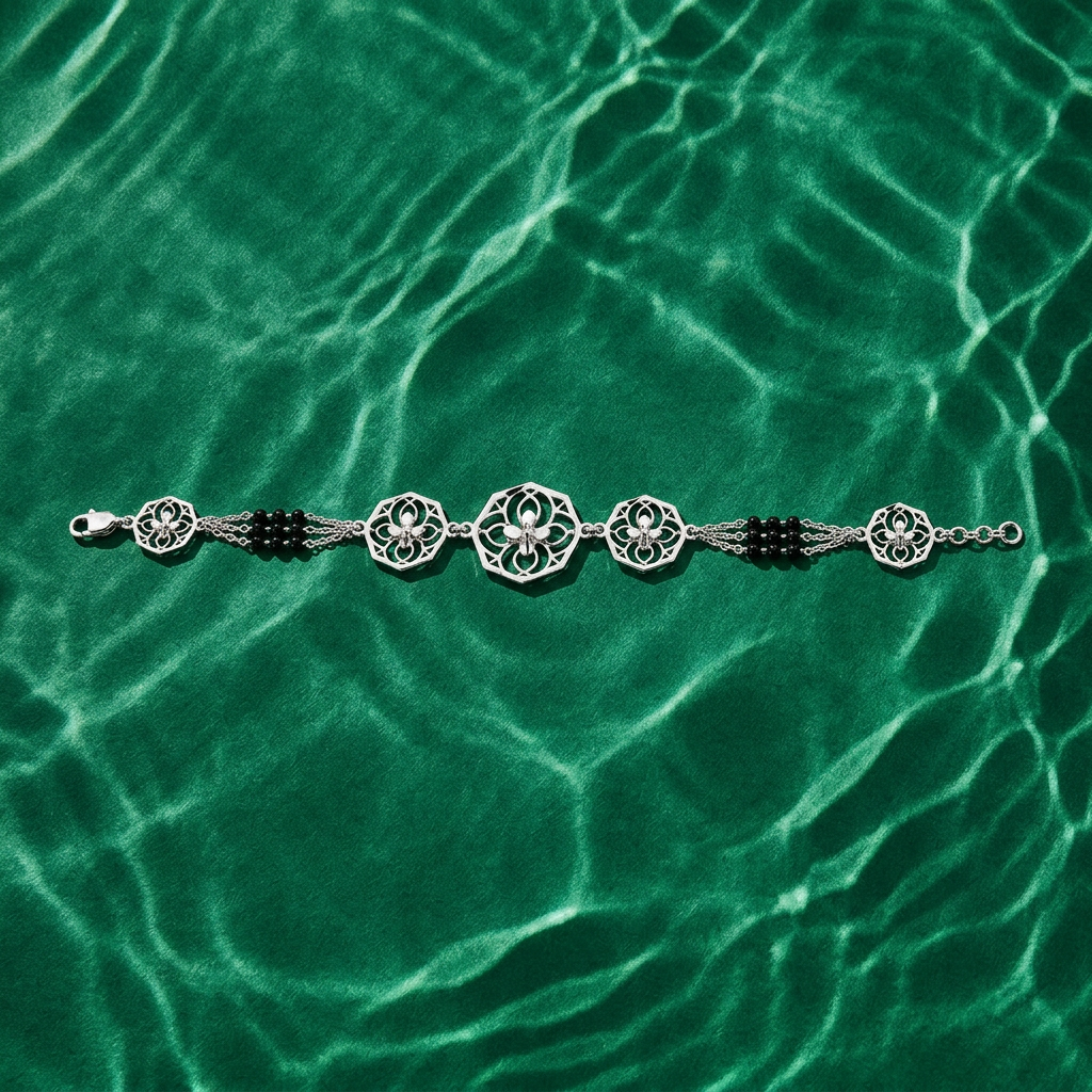 Silver Octagon Bloom Triple Strand Ladies Bracelet | 925 Sterling Silver