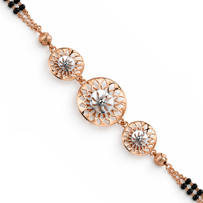 Rose Gold Sunburst Dome Disc Ladies Bracelet | 925 Sterling Silver