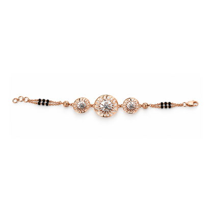 Rose Gold Sunburst Dome Disc Ladies Bracelet | 925 Sterling Silver