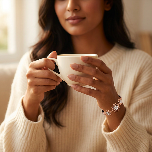 Rose Gold Starframe Lily Trio Ladies Bracelet | 925 Sterling Silver