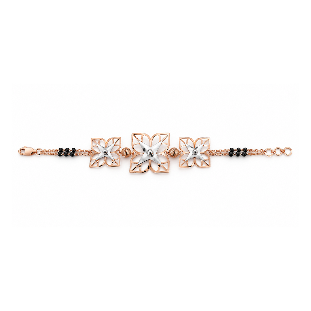 Rose Gold Starflower Petal Frame Ladies Bracelet | 925 Sterling Silver