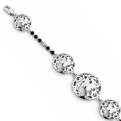 Silver Butterfly Garden Disc Ladies Bracelet | 925 Sterling Silver