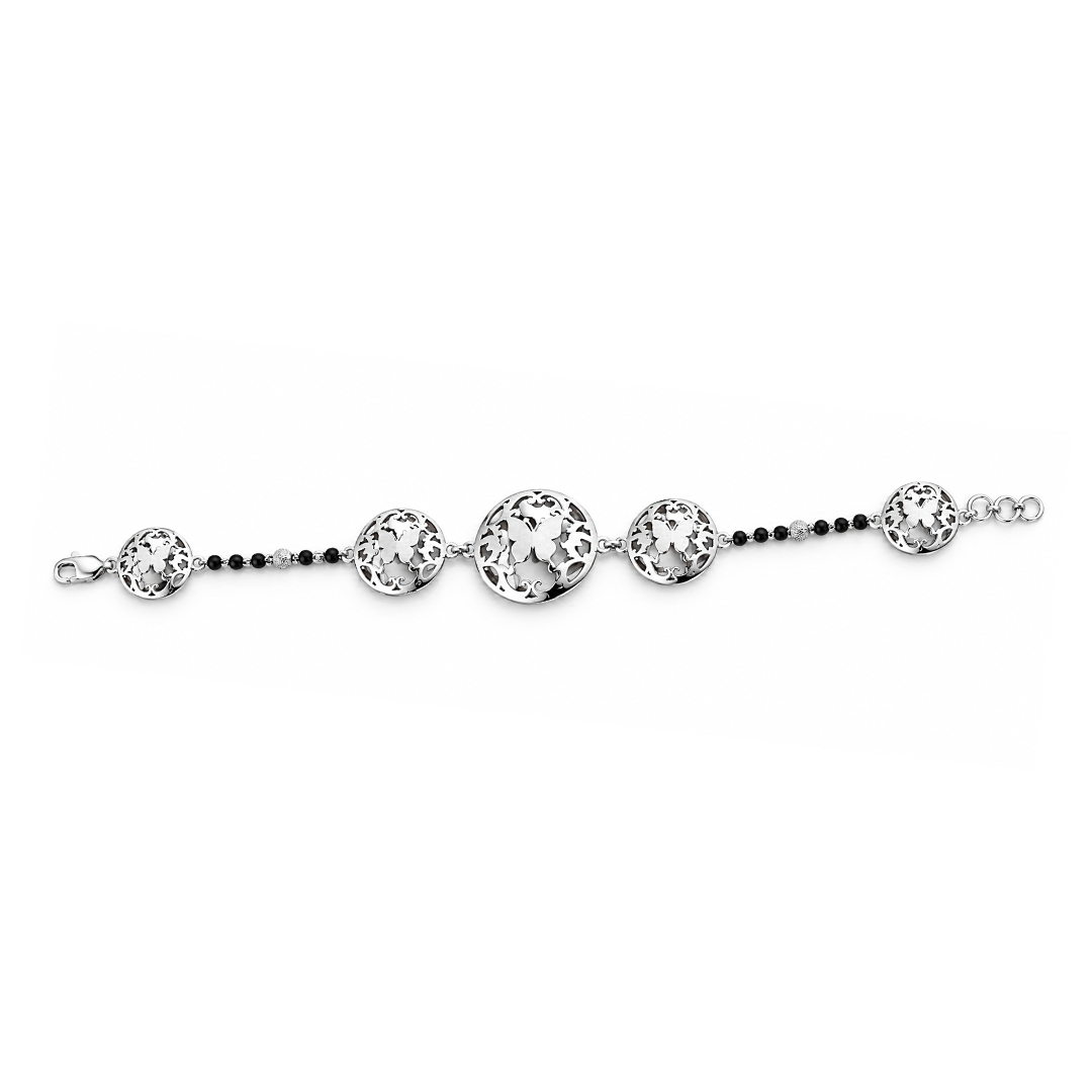 Silver Butterfly Garden Disc Ladies Bracelet | 925 Sterling Silver