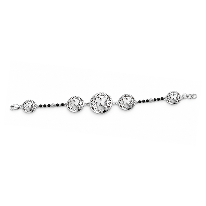 Silver Butterfly Garden Disc Ladies Bracelet | 925 Sterling Silver