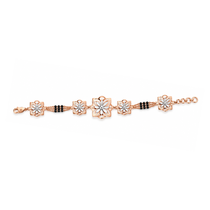 Rose Gold Daisy Petal Frame Ladies Bracelet | 925 Sterling Silver