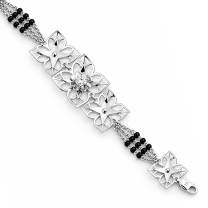 Silver Starflower Solitaire Five Motif Ladies Bracelet | 925 Sterling Silver