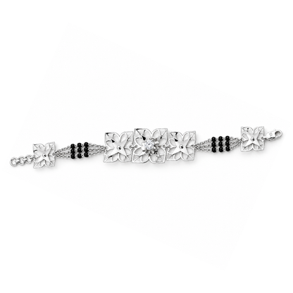 Silver Starflower Solitaire Five Motif Ladies Bracelet | 925 Sterling Silver