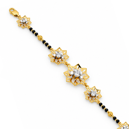 Golden Starframe Stone Bloom Ladies Bracelet | 925 Sterling Silver