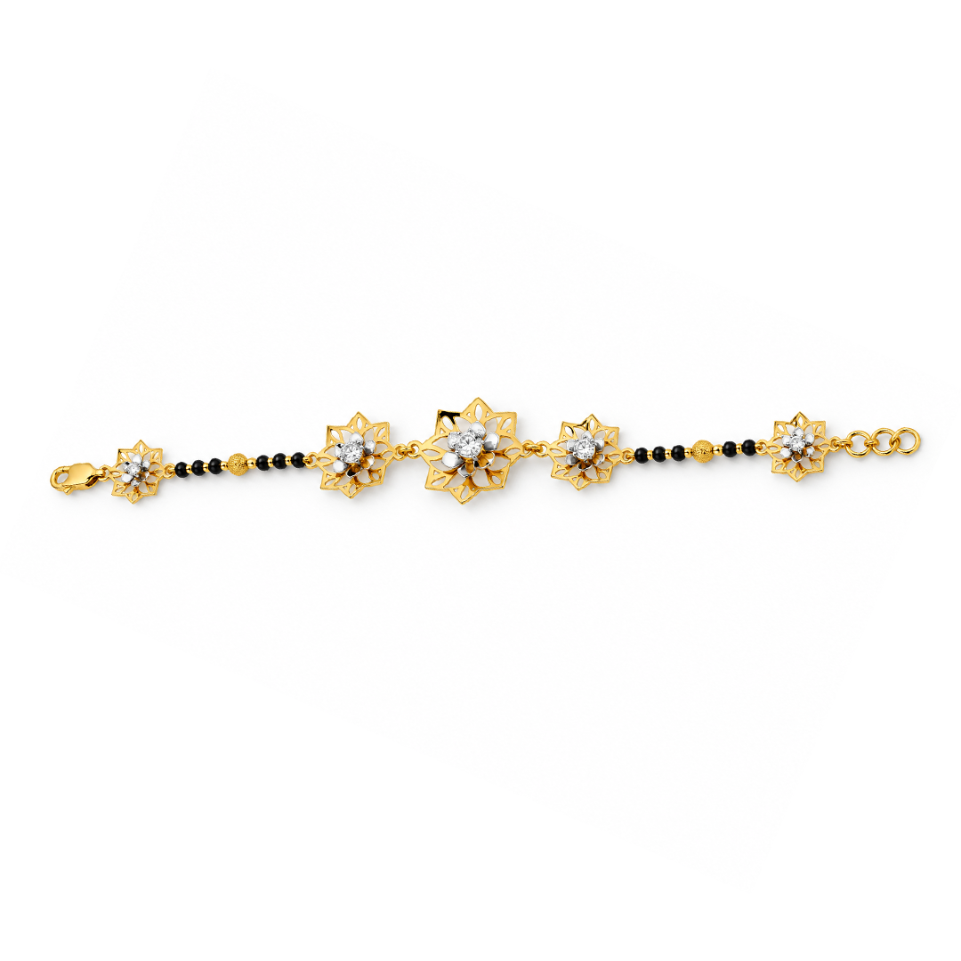 Golden Starframe Stone Bloom Ladies Bracelet | 925 Sterling Silver