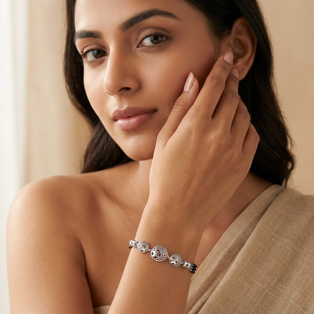 Lattice Bloom Trio Ladies Bracelet | 925 Sterling Silver