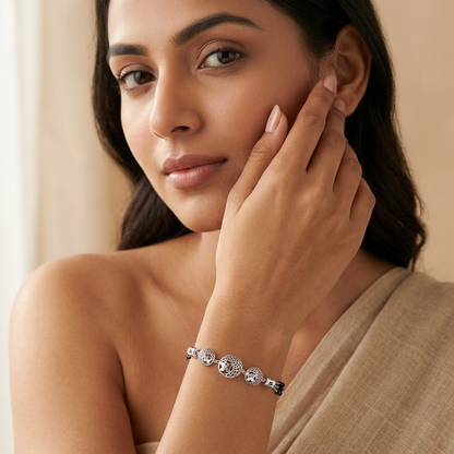 Lattice Bloom Trio Ladies Bracelet | 925 Sterling Silver
