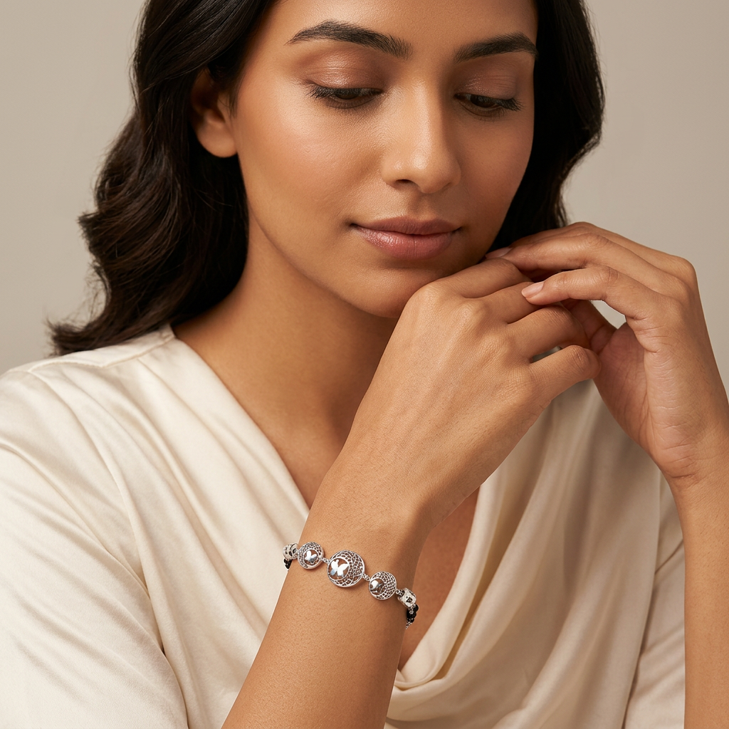 Lattice Bloom Trio Ladies Bracelet | 925 Sterling Silver