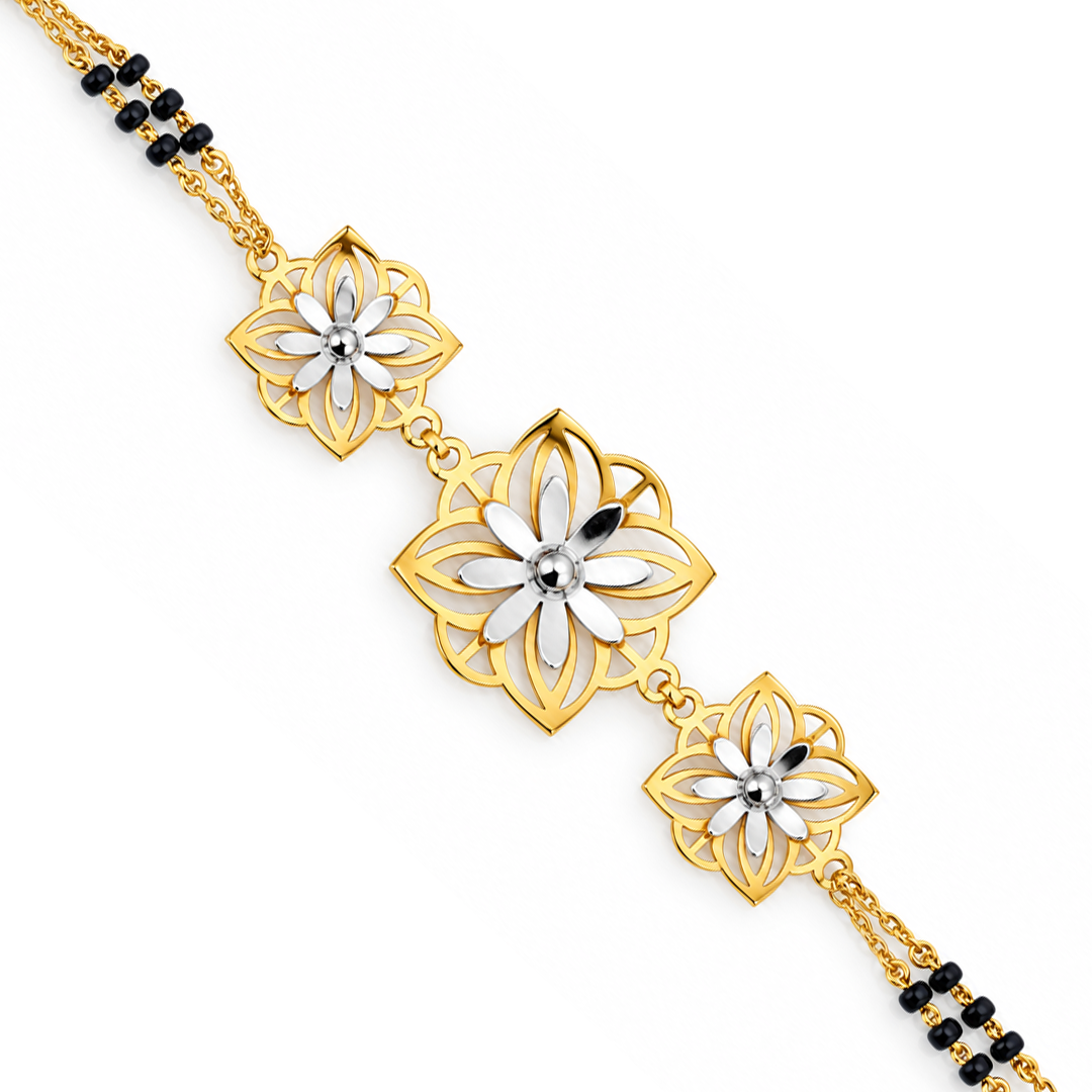 Golden Fleur Five Motif Ladies Bracelet | 925 Sterling Silver