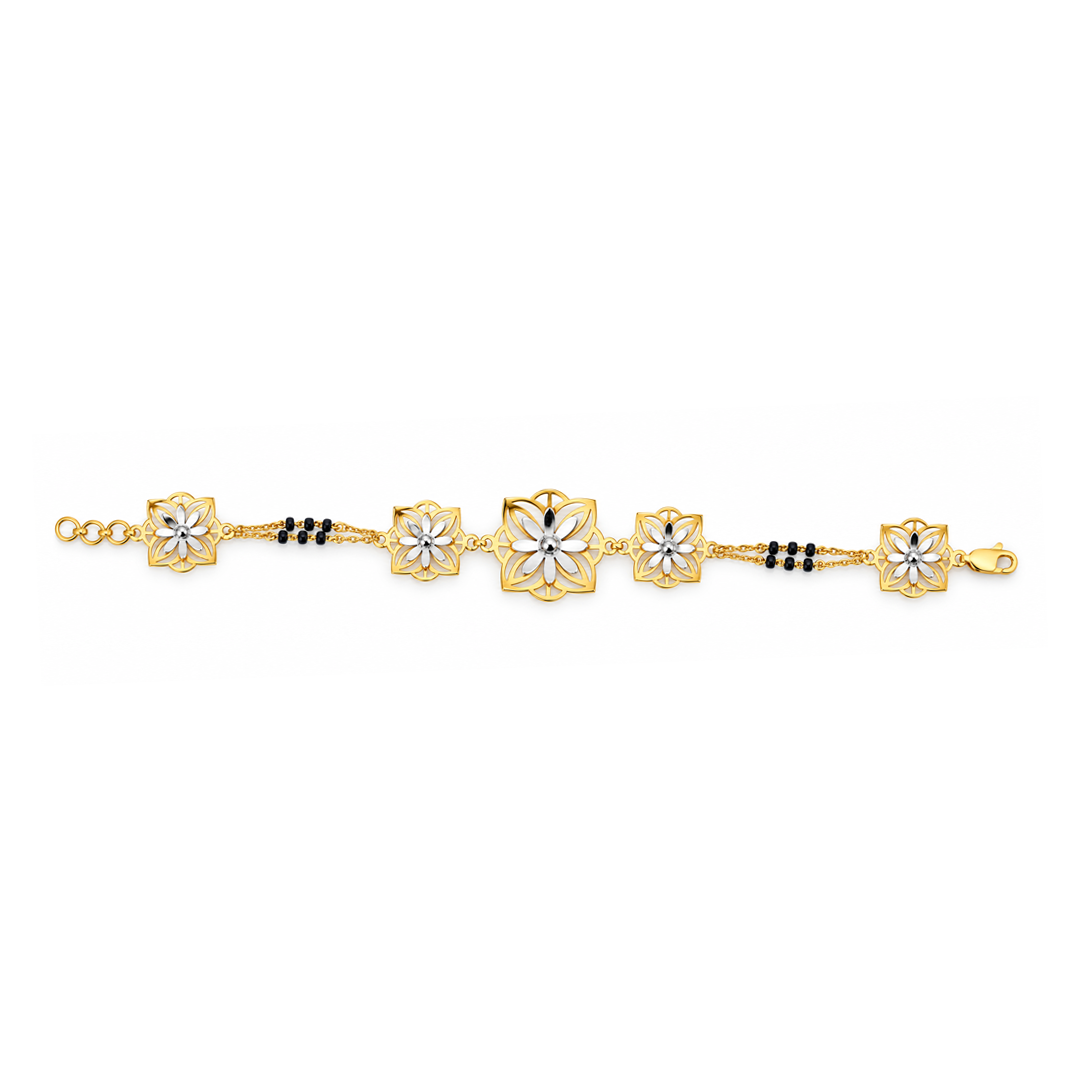 Golden Fleur Five Motif Ladies Bracelet | 925 Sterling Silver