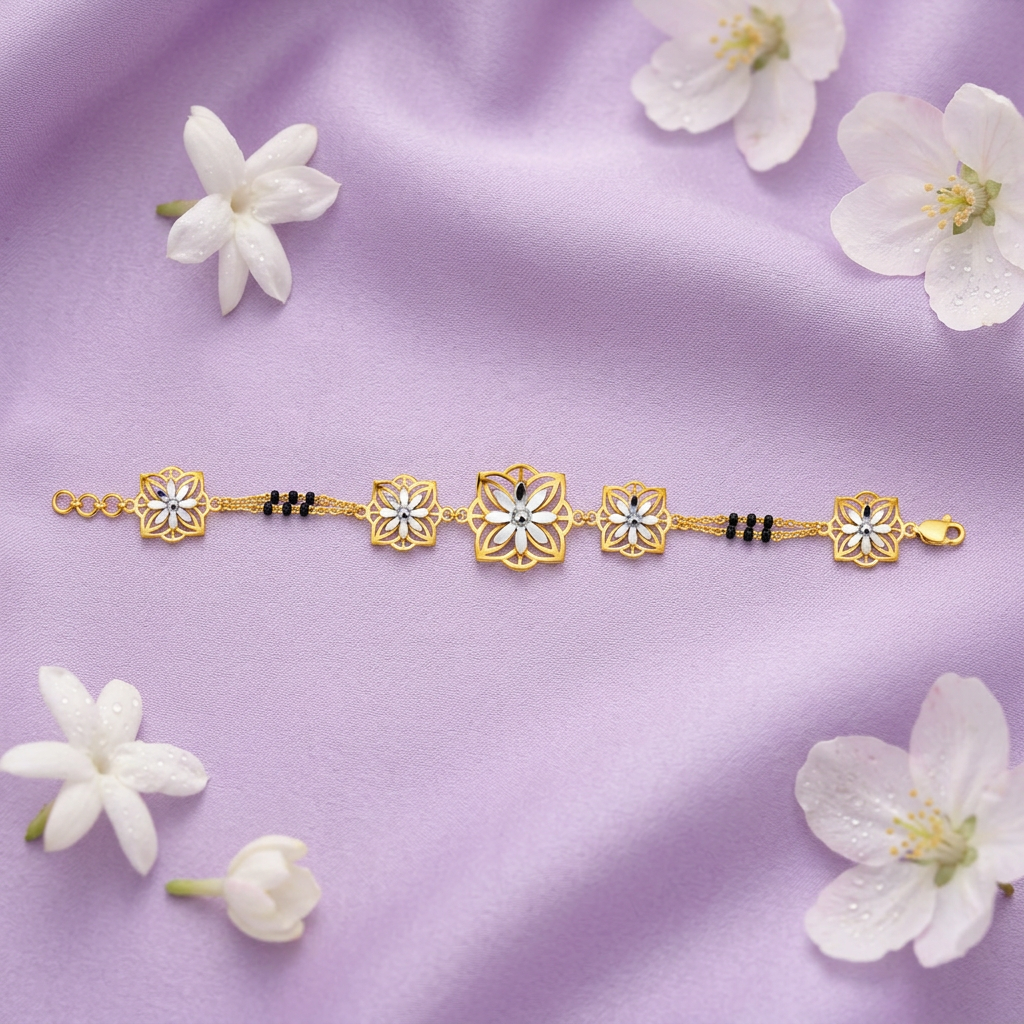 Golden Fleur Five Motif Ladies Bracelet | 925 Sterling Silver