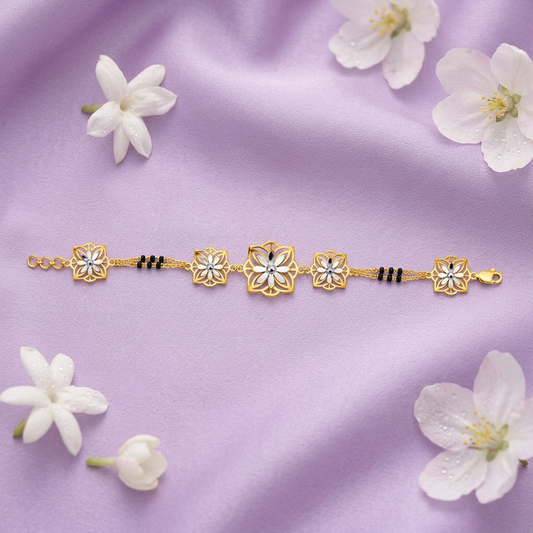 Golden Fleur Five Motif Ladies Bracelet | 925 Sterling Silver