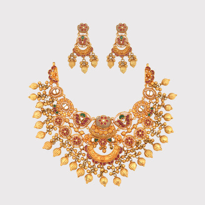 Heritage Temple-Inspired Necklace & Earring Set