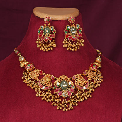 Floral Heritage Choker Necklace Set with Matching Earrings