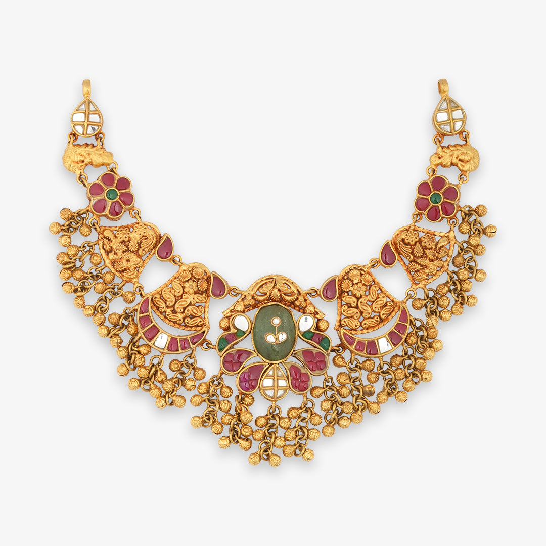 Floral Heritage Choker Necklace Set with Matching Earrings