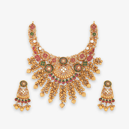 Royal Floral Heritage Necklace Set with Matching Earrings