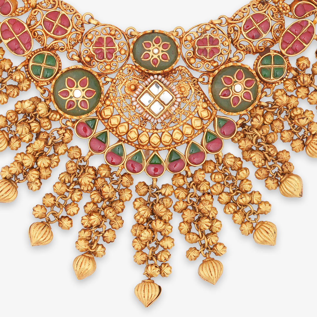 Royal Floral Heritage Necklace Set with Matching Earrings