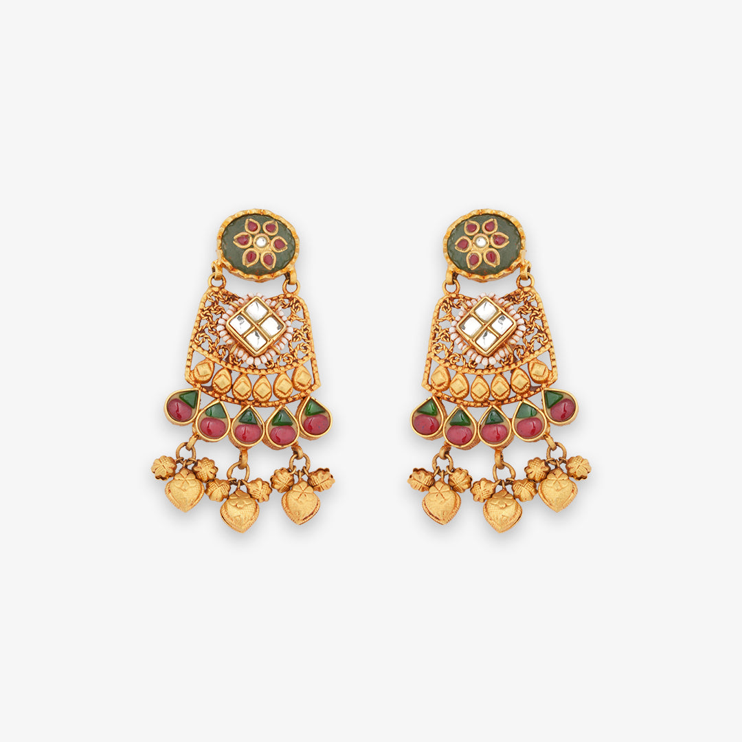 Royal Floral Heritage Necklace Set with Matching Earrings