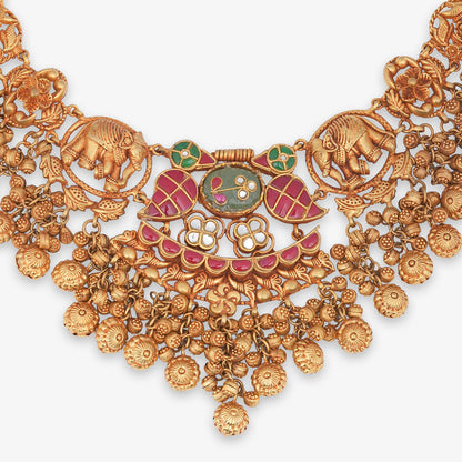 Elephant Motif Heritage Necklace Set with Matching Earrings