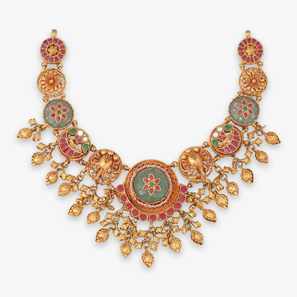 Elephant & Floral Heritage Necklace Set with Matching Earrings