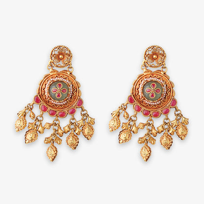 Elephant & Floral Heritage Necklace Set with Matching Earrings