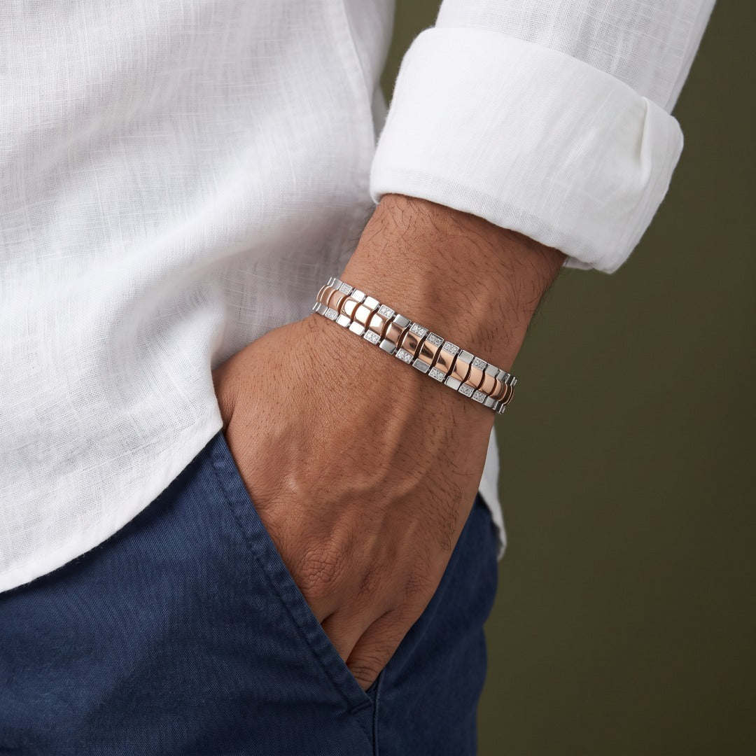 Centre Stripe Pavé Link Bracelet