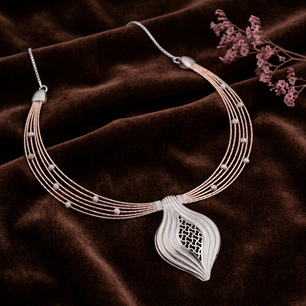 Chandra Leaf Drop Collar Necklace