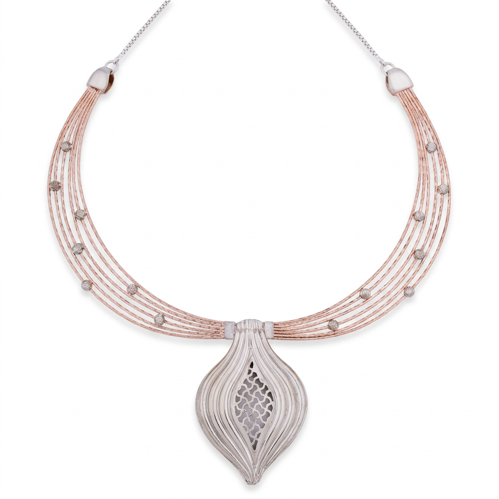 Chandra Leaf Drop Collar Necklace