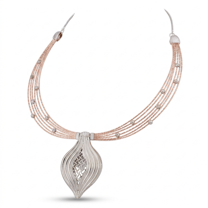 Chandra Leaf Drop Collar Necklace