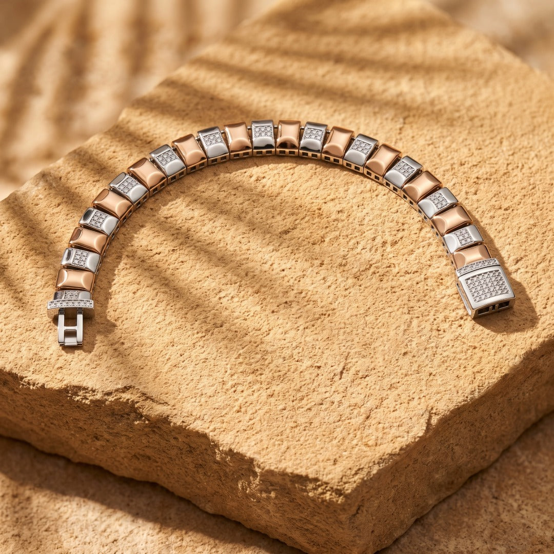 Cushion Rose Pavé Link Bracelet