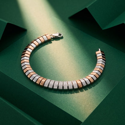 Duo Tone Pavé Centre Bracelet
