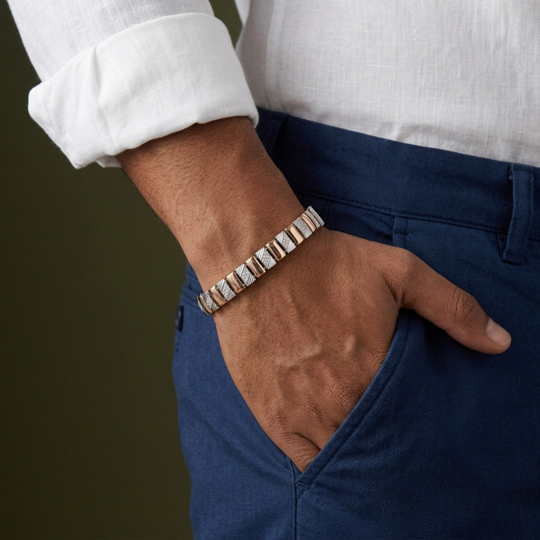 Fluted Diamond Cut Link Bracelet