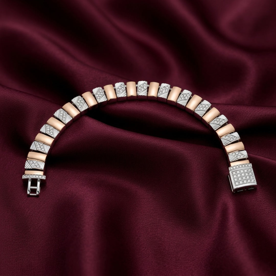 Fluted Diamond Cut Link Bracelet