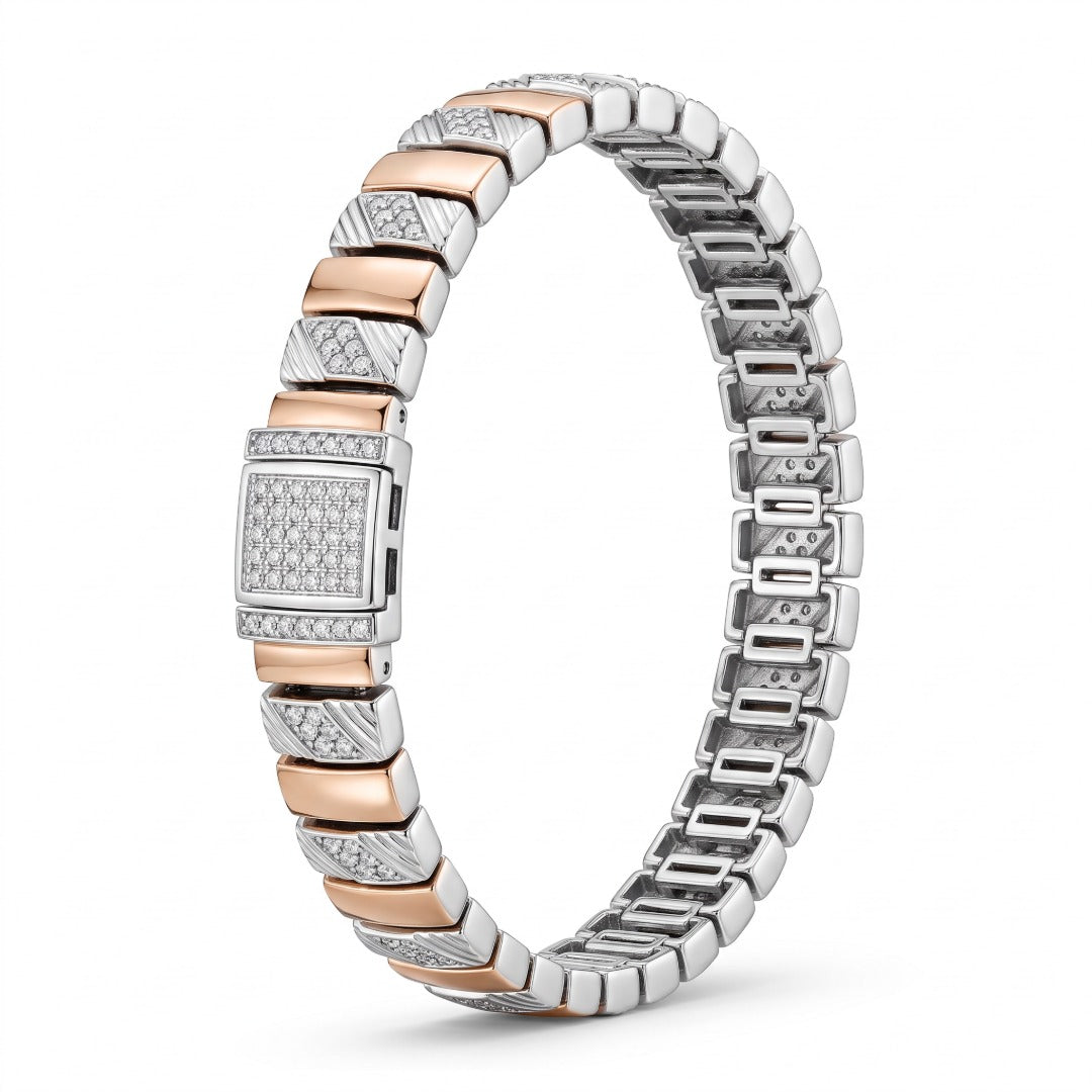 Fluted Diamond Cut Link Bracelet
