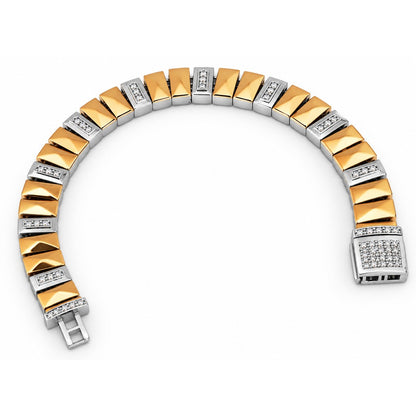 Gold Pyramid Pavé Link Bracelet